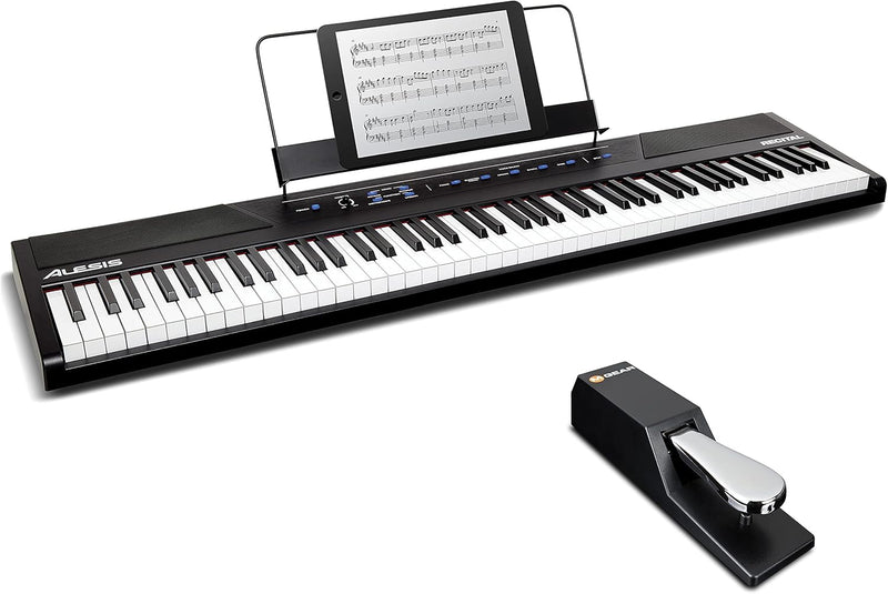 Alesis Recital - 88-Tasten Einsteiger Digital Piano Keyboard mit halbgewichteten Tasten & M-Audio SP