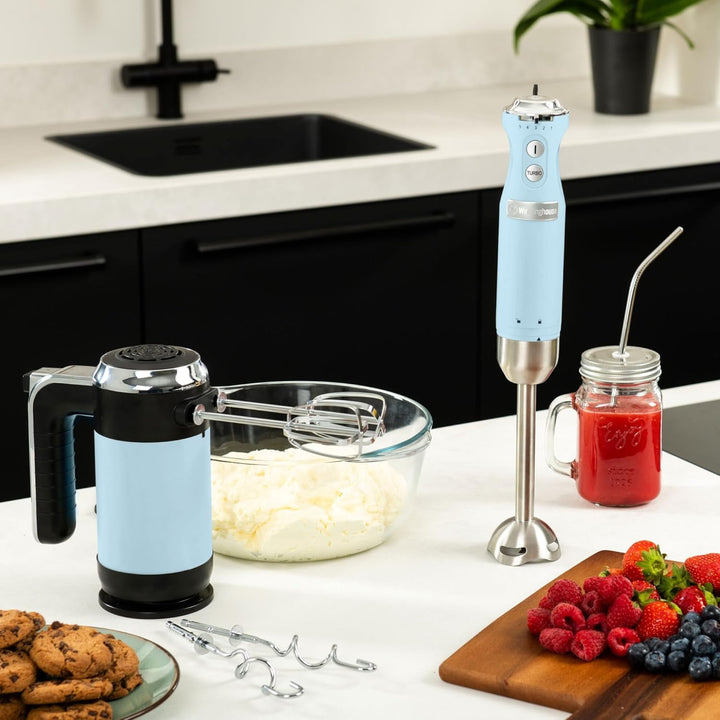 Westinghouse Retro Handmixer, 5 Geschwindigkeitsstufen + Turbofunktion, 2 Rührbesen, 2 Knethaken, LC