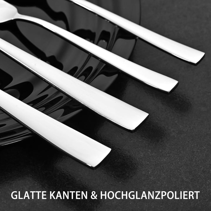 Otto Koning Leipzig, Besteck Set 8 Personen, Essbesteck Set 32 teilig, Besteck Edelstahl, Hochglanzp