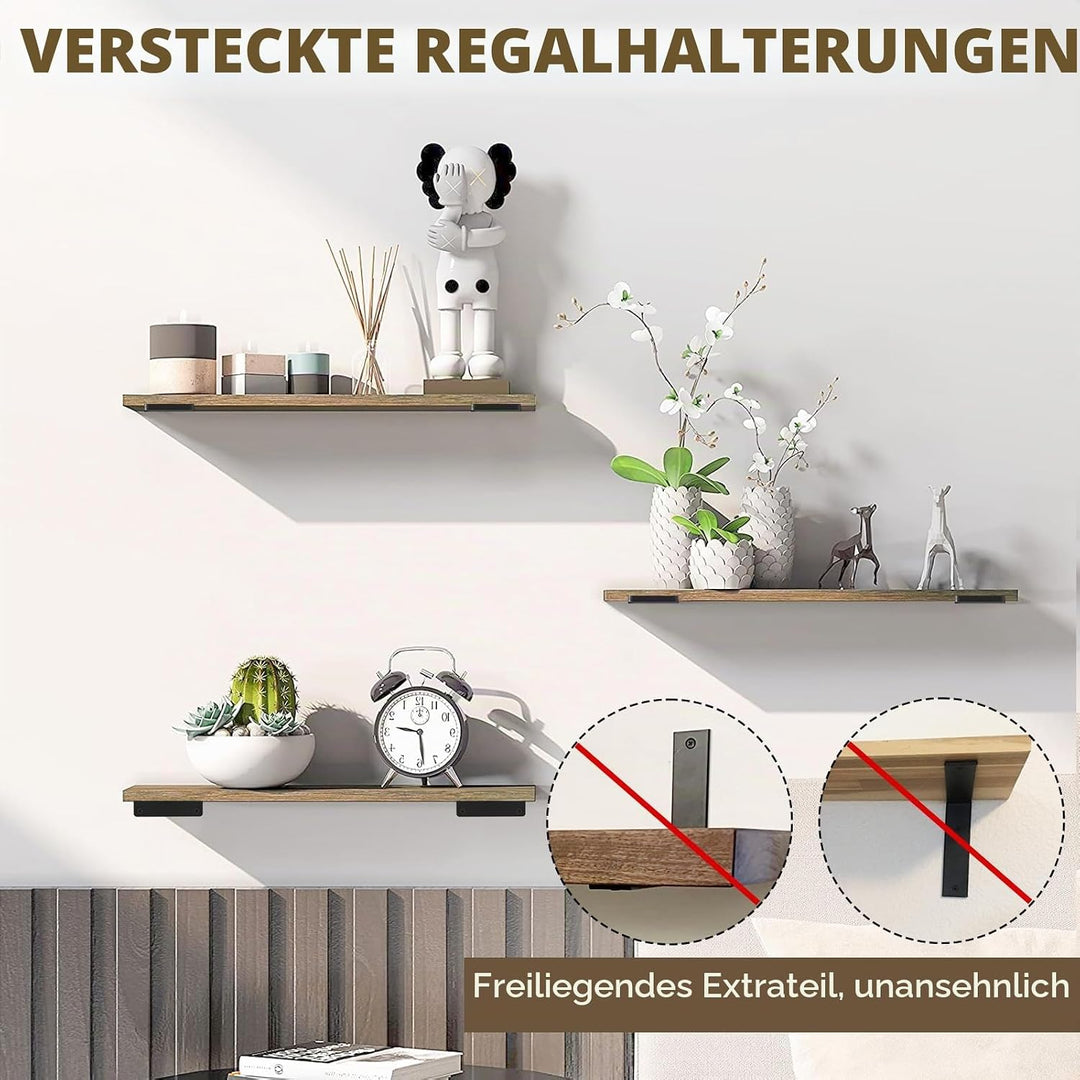 Robuste Regalhalterung, rustikale schwebende Regalhalterung für Regale, Wandmontage, 6 Stück, indust