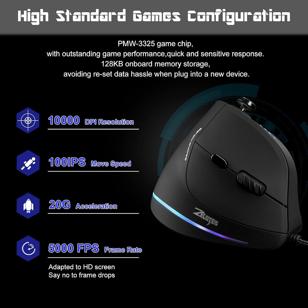 TKMARS Gaming Maus, Optische Vertical Gaming Mouse mit Joystick,Ergonomisches Design Vorbeugung gege