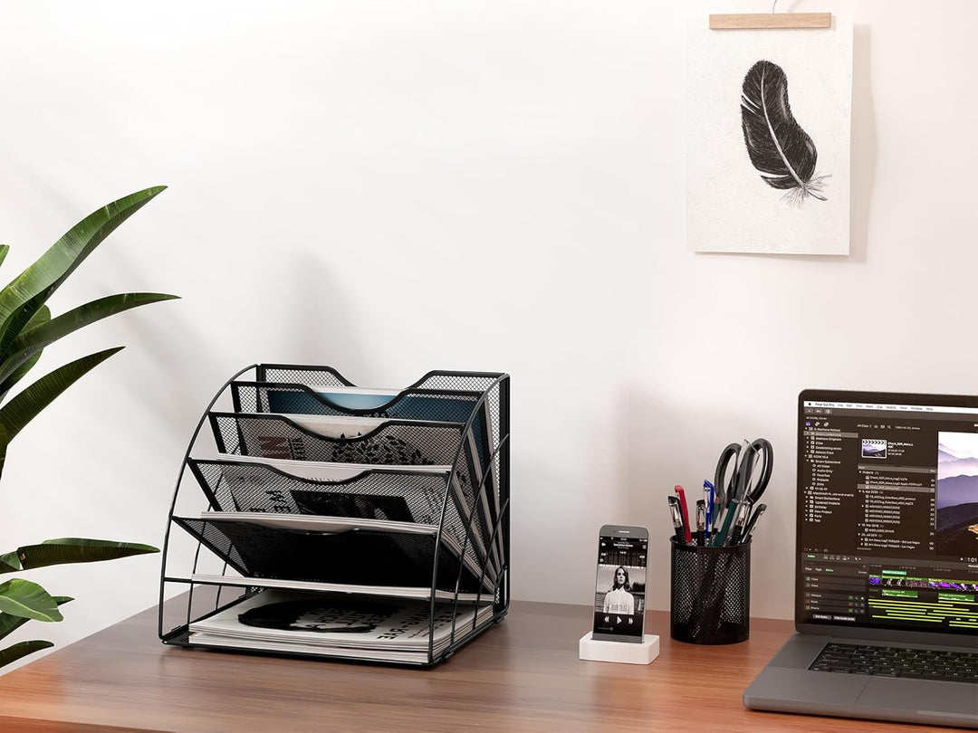 EasyPAG 6 Fächer Fächerförmig A4 Metall Büro Schreibtisch Organizer Dokumentenhalter Aktenablage Zei
