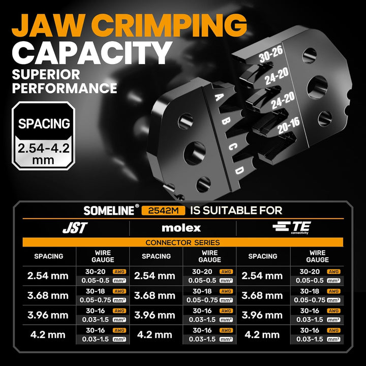 SOMELINE Crimpzange Stecker Set, 18 Typen 2–16-polig Mini-Fit Jr 4,2 mm Steckverbinder mit Pins 24–1