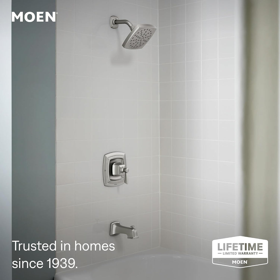Moen 82922SRN Conway Einhandgriff Posi-Temp Wannen-/Duscharmatur, Spot Reset Nickel gebürstet, Spot