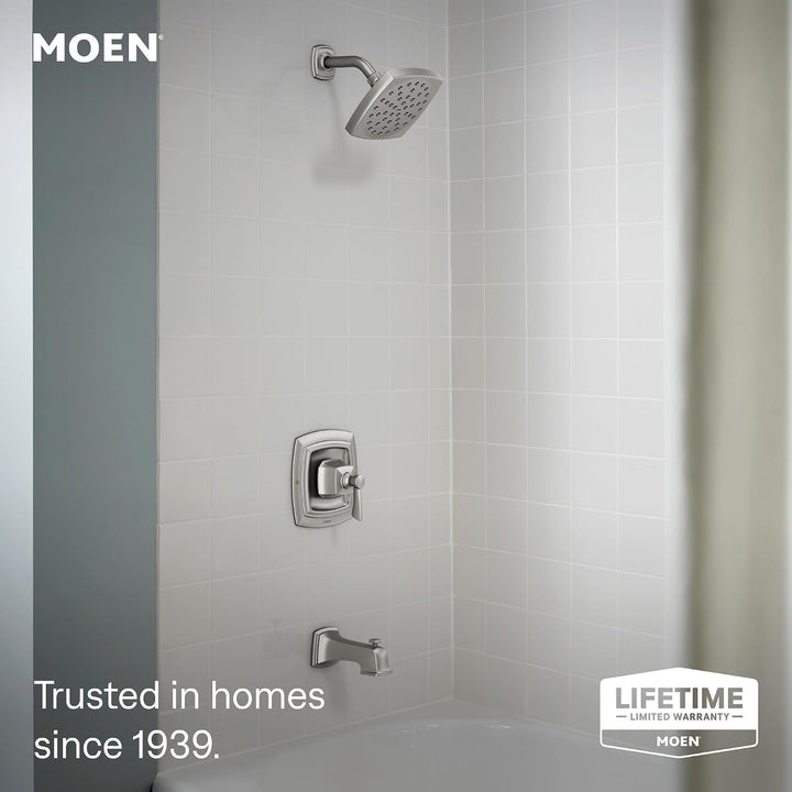 Moen 82922SRN Conway Einhandgriff Posi-Temp Wannen-/Duscharmatur, Spot Reset Nickel gebürstet, Spot