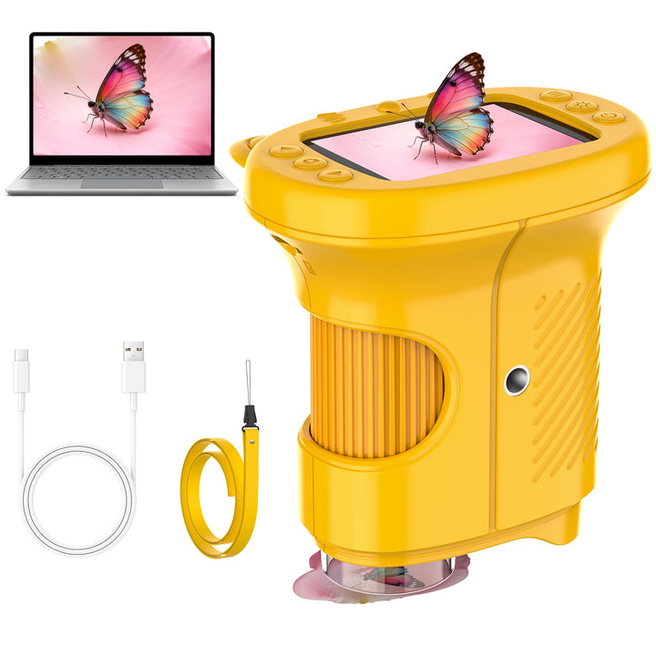 Handmikroskop für Kinder, 1000X Zoom Digitales USB-Mikroskope mit 2,4-Zoll-IPS-Bildschirm, Tragbare