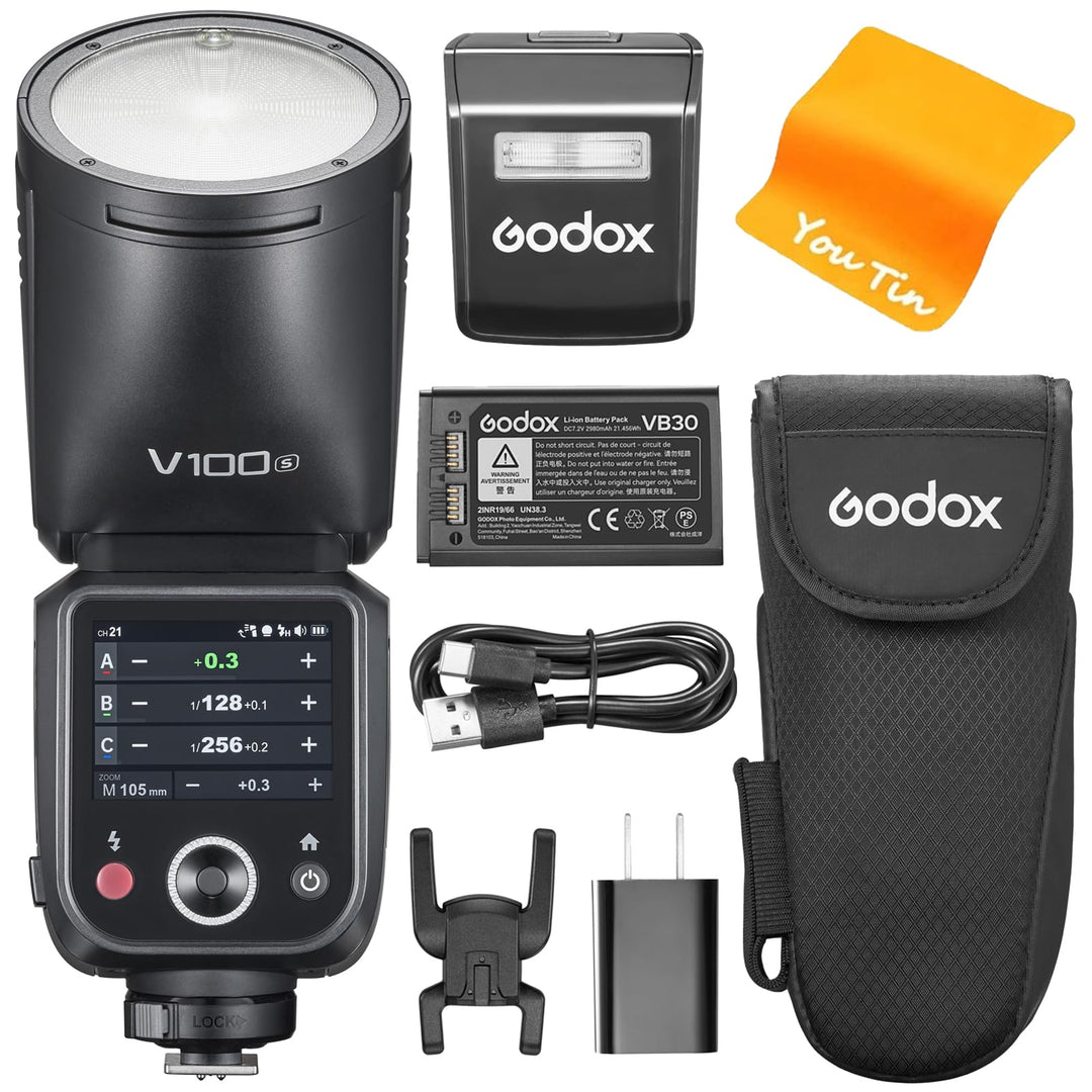 Godox V100-S V100S TTL Kamerablitz für Sony, Godox V1PRO-S Aufgerüstet,100Ws Rundkopf Blitzgerät mit