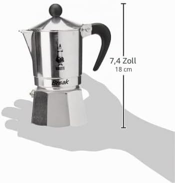 Bialetti 5923 Espressokocher Break für 3 Tassen, schwarz Grau 13x9x17 cm Kaffee Moka, Grau 13x9x17 c