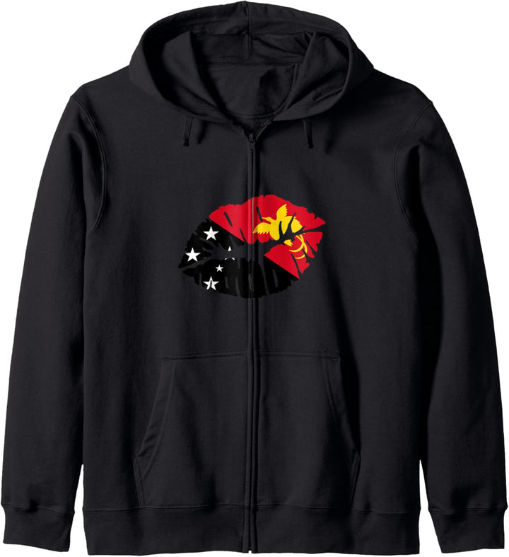 Papua Neuguinea-Flagge Lippenkuss Mund Geschenk New Guineans Kapuzenjacke