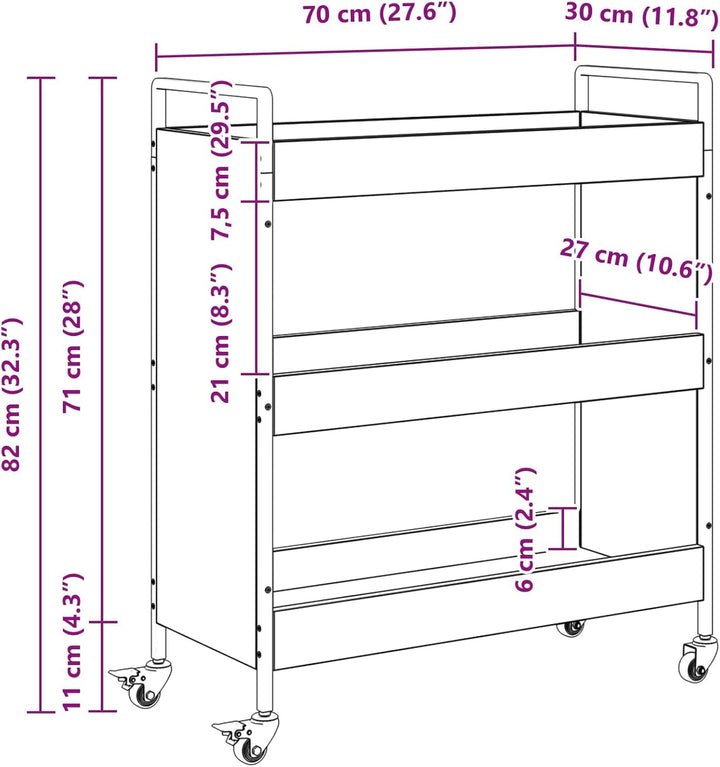vidaXL Küchentrolley Altholz 70 x 30 x 82 cm Holzwerkstoff, Moderner Küchentrolley, robuster Holz, p