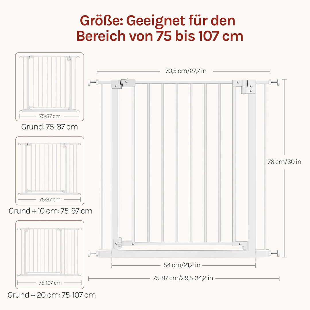 WOLTU Treppenschutzgitter, Türschutzgitter, Absperrgitter, Türgitter, 75-87 cm, mit/ohne Bohren, Aut