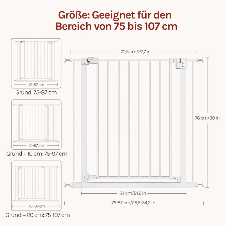 WOLTU Treppenschutzgitter, Türschutzgitter, Absperrgitter, Türgitter, 75-87 cm, mit/ohne Bohren, Aut