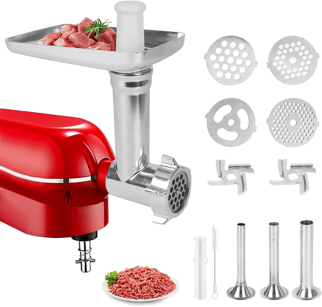 Fleischwolf Aufsatz für Kitchen-Aid Küchenmaschinen,als Kitchen-aid Standmixer Zubehör mit 4 Mahlsch