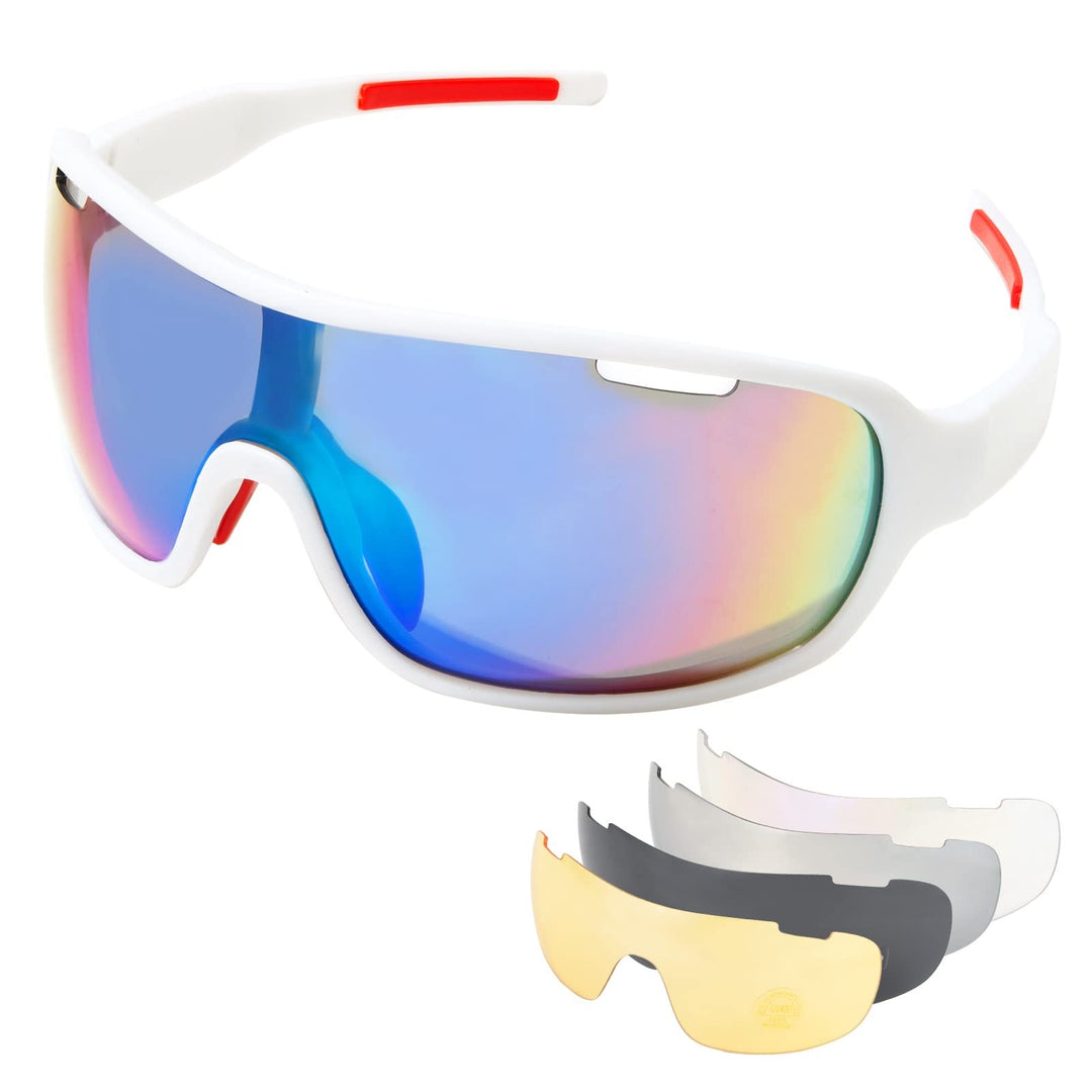 SAWUTPV Fahrradbrille Winddicht Herren Damen TR90 Rahmen Polarisiert Radfahren Ganzer Rahmen MTB Spo