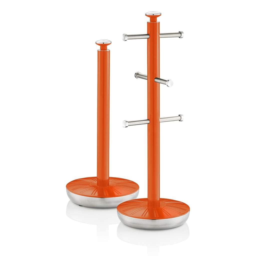 SWAN SWKA1054ON Handtuchstange und Becherbaum mit 6 Zweigen, Retro-Design, Orange, Orange
