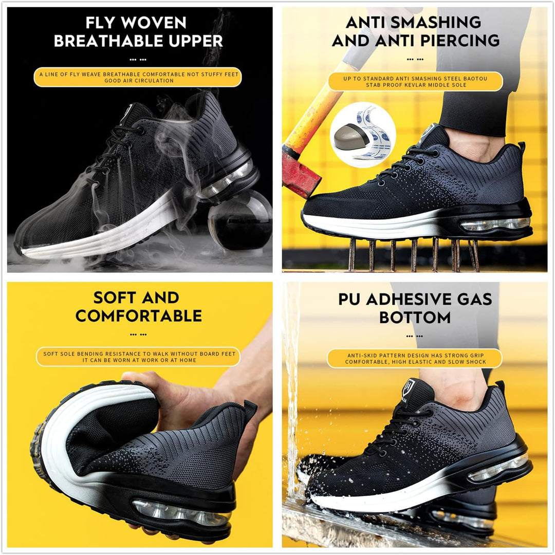Sicherheitsschuhe Herren Leichte Arbeitsschuhe Damen Sportliche Atmungsaktive Stahlkappenschuhe, 42