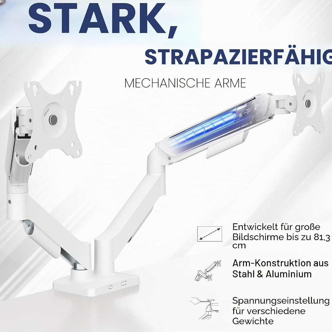 VIVO STAND-V002OW Dual-Monitor bis zu 81,3 cm (32 Zoll) und 9 kg pro Bildschirm, mechanische Arm-Sch