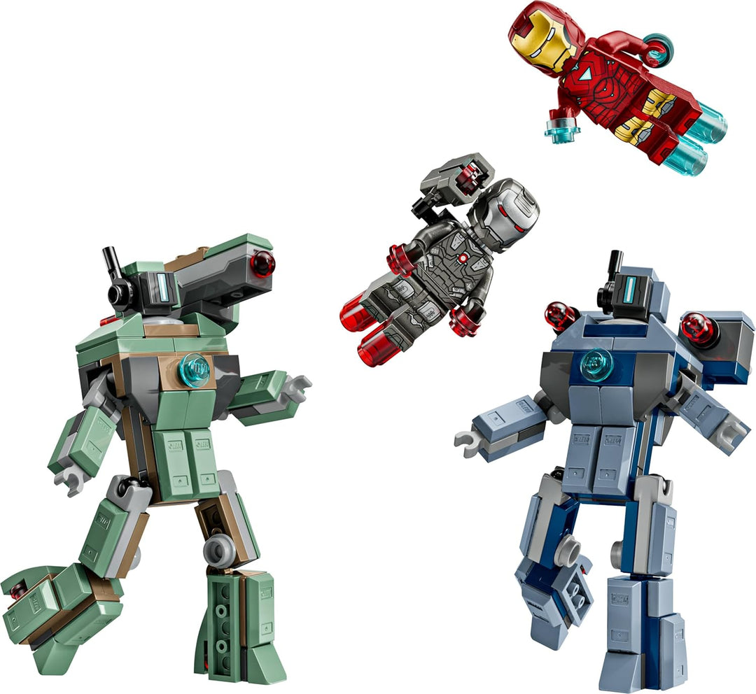 LEGO ǀ Marvel Iron Man & War Machine vs. Hammer Drones - Building Toy with 2 Minifigures & 2 Action