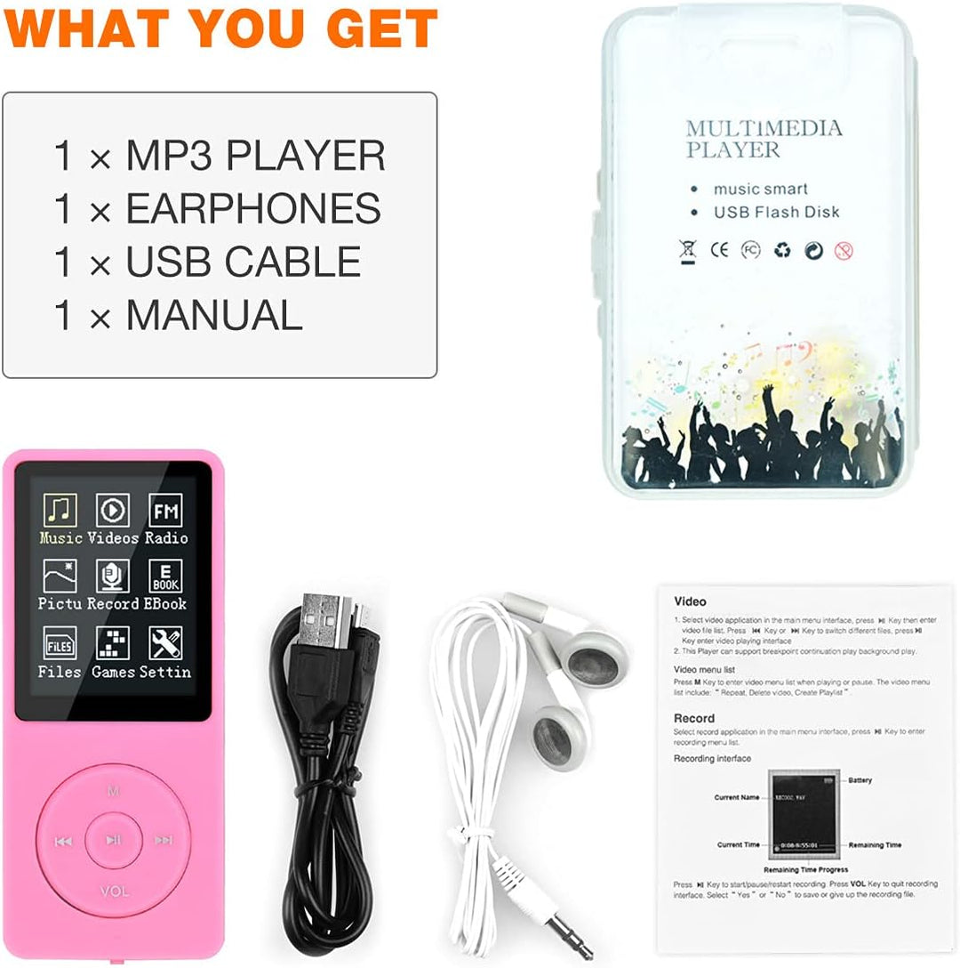 MP3/MP4 Player, Lychee Upgrade, 8 GB Digitaler Musik-Player, Tragbarer HiFi-Sound Mit Video/Sprachau