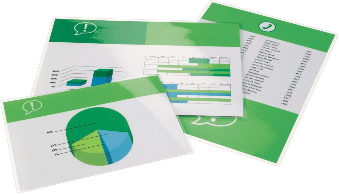 GBC Laminierfolien A4 250 mic, Robuste Laminiertaschen im 100er Pack, Extra stark, Glänzend, Transpa