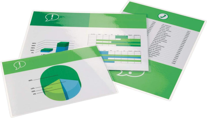 GBC Laminierfolien A4 250 mic, Robuste Laminiertaschen im 50er Pack, Extra stark, Glänzend, Transpar