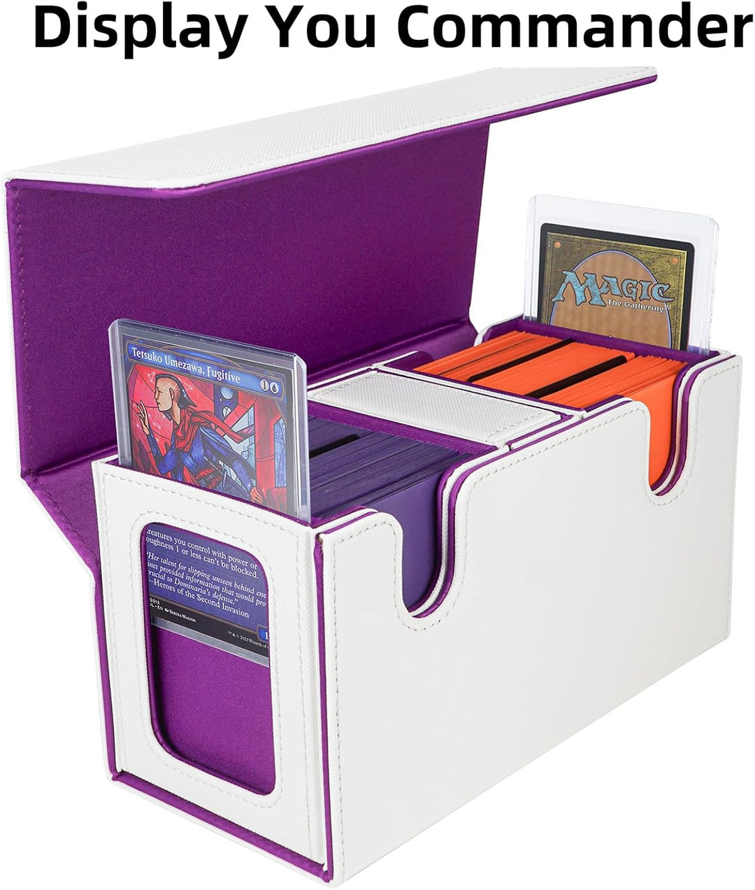 AFIING MTG Commander Kartenbox, 3-in-1 Karten-Aufbewahrungsbox für 200+ doppelt gesleevte Karten, Ma