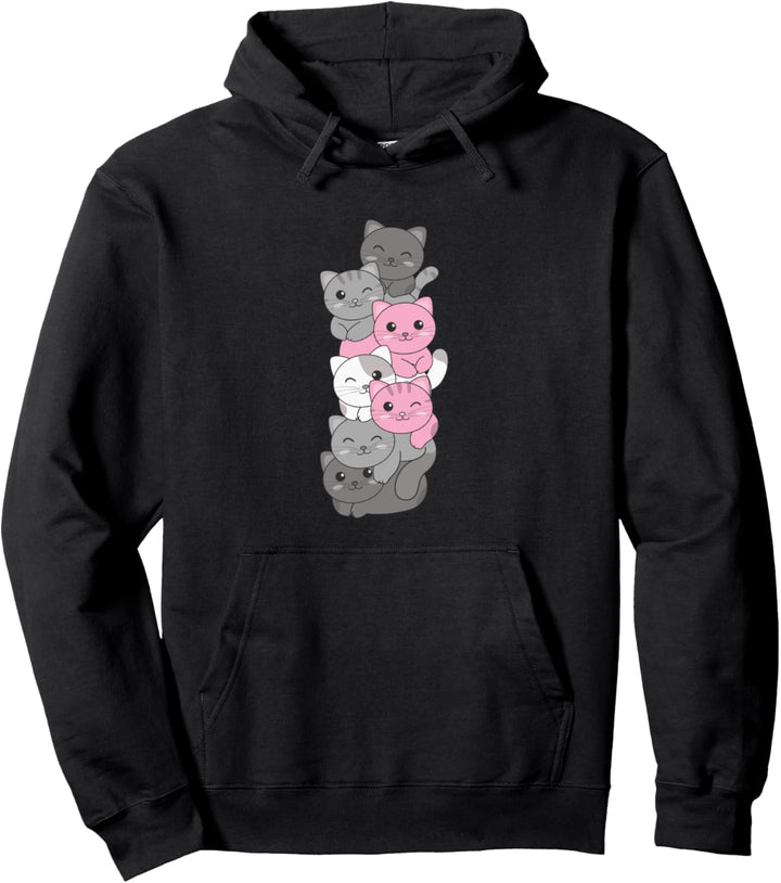 Demigirl Flagge Pride LGBTQ Cats Demigirl Cat Pullover Hoodie