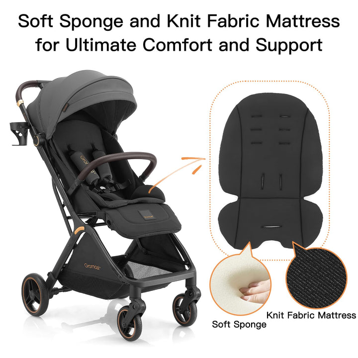 Gravity Faltbarer Kinderwagen, Tragbarer Reise-Kleinkindbuggy Mit Verstellbarer Rückenlehne & Sonnen