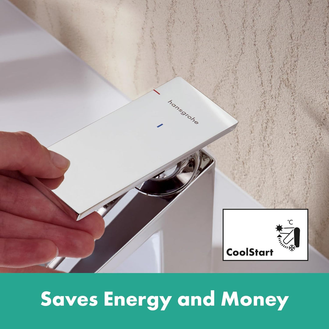 hansgrohe Tecturis E - Waschtischarmatur mit Zugstange, energiesparend (CoolStart), Wasserhahn Bad m