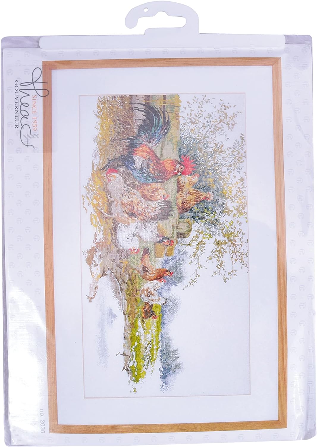 Thea Gouverneur - Kreuzstich-Set - Hühner - Aida - 16 Count - Für Erwachsene - 2038A 2038A White Hüh
