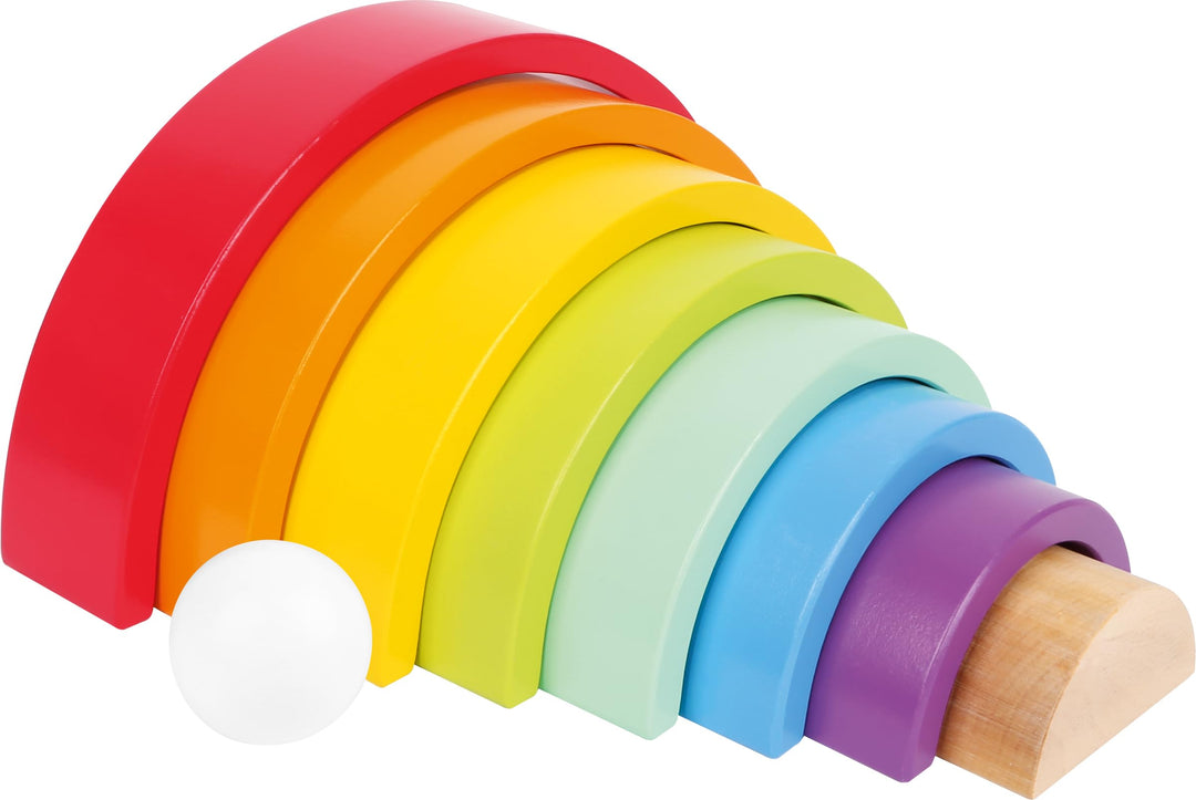 Small Foot Holzbausteine Grosser Regenbogen aus Holz, Stapelspiel für Feinmotorik, ab 12 Monaten, 69