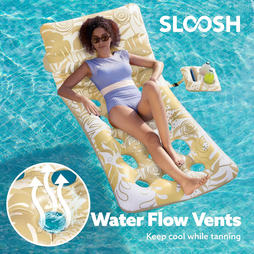 SLOOSH Wasser Pool Luftmatratze für Erwachsene, Aufblasbare Pool-Flösse mit Verstellbarer Rückenlehn