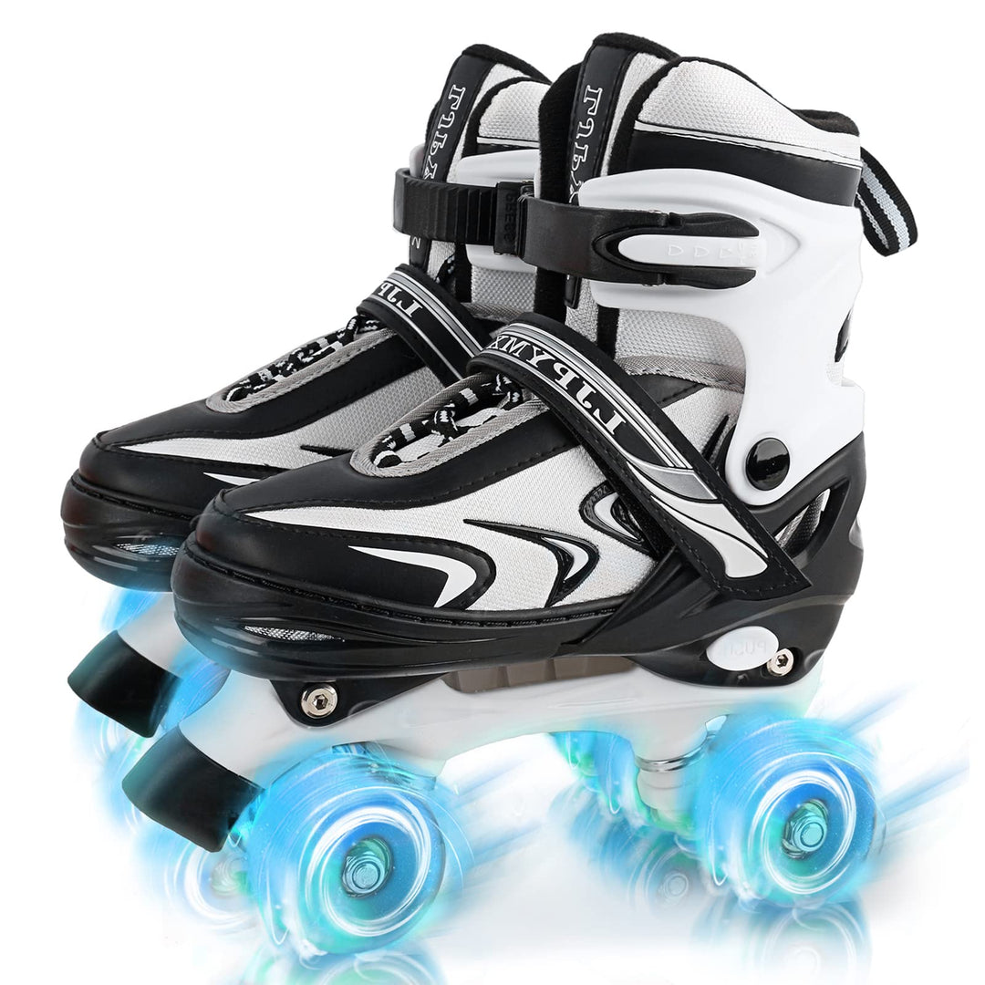 Einstellbare Kinder Rollschuhe für Jungen Mädchen Kinder Anfänger, 4 Grössen Rollschuhe für Kleinkin