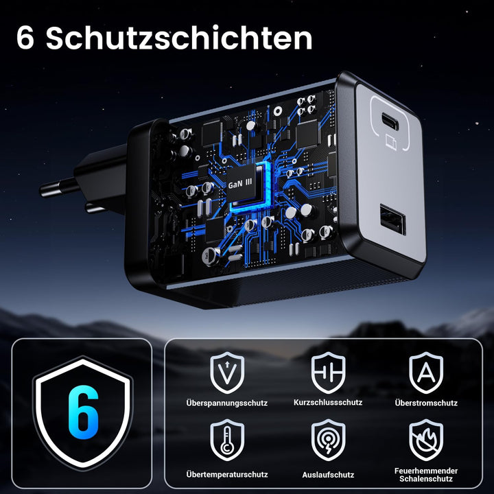 150W USB C Ladegerät, 2-Port Schnellladegerät PD Fast Charger, USB C Stecker kompatibel mit MacBook