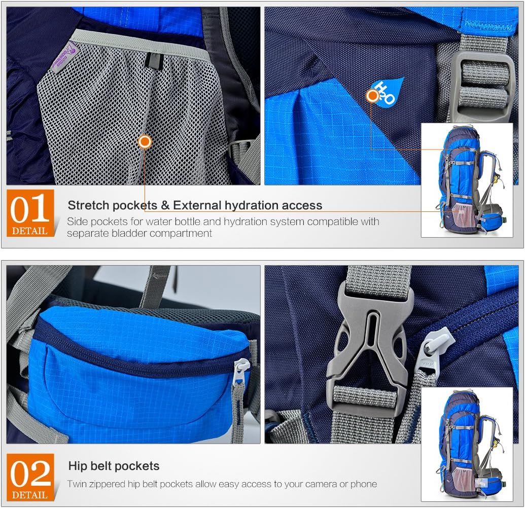 MOUNTAINTOP Trekkingrucksack 80L Wanderrucksack Herren Damen Reiserucksack Grosser Rucksack mit Rege
