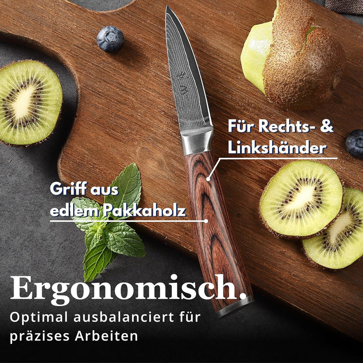 Wakoli EDIB Damastmesser Officemesser Gemüse Messer 8,50cm Klinge extrem scharf aus 67 Lagen I Damas