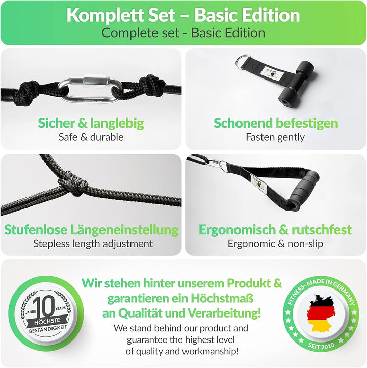 BodyCROSS Premium Schlingentrainer mit Umlenkrolle für zuhause| Türanker, Befestigung, Poster & Trai