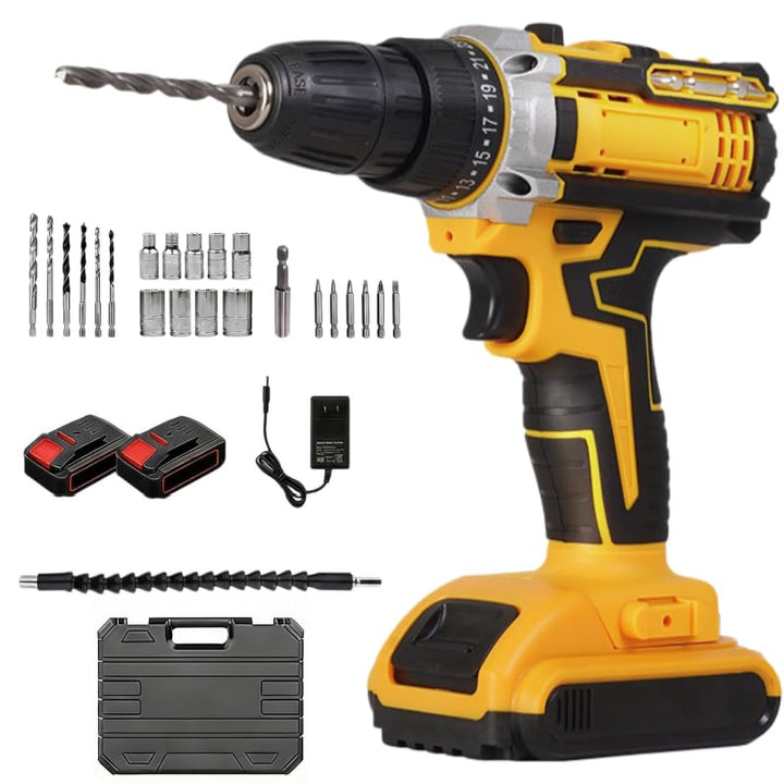 21V Akku-Bohrschrauber Set, 35N.m Max Torque mit 21+1 Drehmomenteinstellungen, 2-Gang-Schnellspannbo
