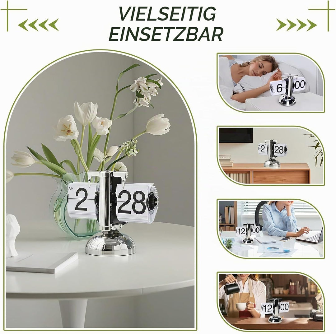 Tischuhr Vintage Retro Flip Uhr, Retro-Flip-Down-Uhr Mit GrossEn Ziffern, Tischuhr Digital Mit Batte