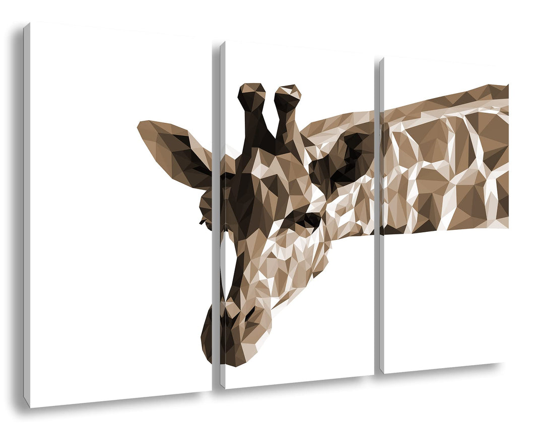 deyoli Illustration einer Giraffe Format: 3Teilig Effekt: Sepia als Leinwandbild, Motiv fertig gerah