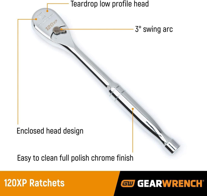GearWrench 81304P 1/2 Zoll, Antrieb tropfenförmige Ratsche 120XP™, 11 Zoll, 81304P