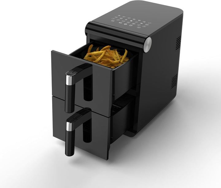 Elta Doppelstock-Heissluftfritteuse – 11 Liter Dual Zone XXL Airfryer mit 2 Körben