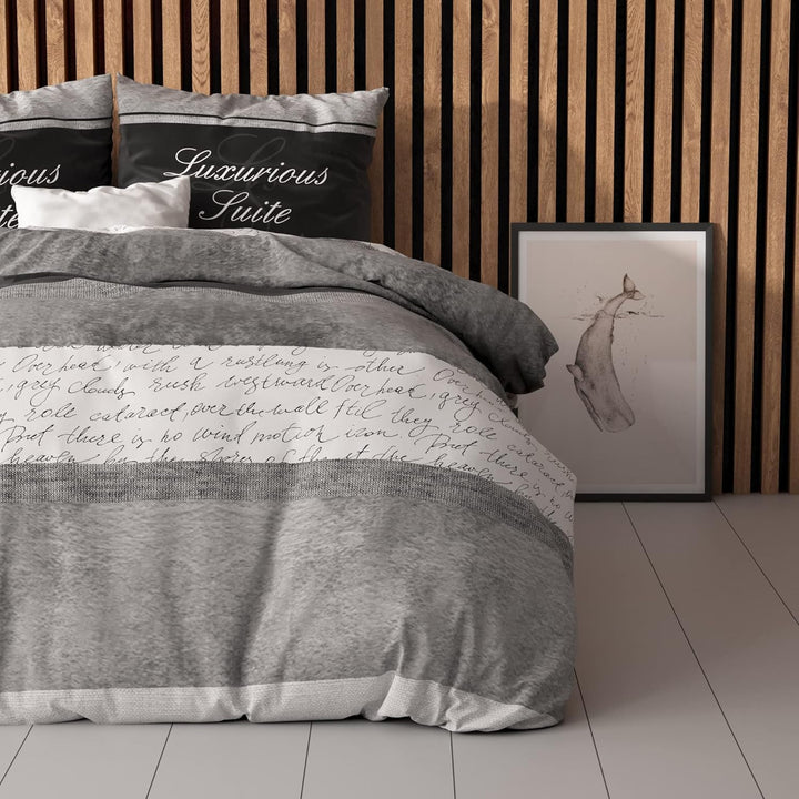 Sleeptime Bettwäsche 4teilig 135cm x 200cm 4teilig grau - Buenas - weich &amp; bügelfrei Bettbezüge mit