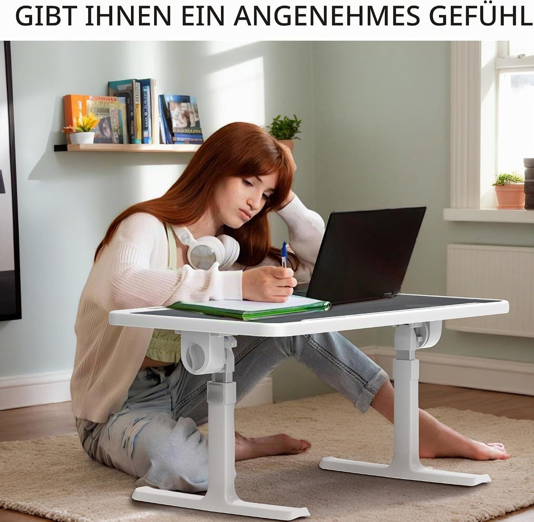 Soontrans Laptoptisch 60 x 40 cm, Laptop Tisch mit Schublade, Höhenverstellbar, 4 Winkelverstellbar,