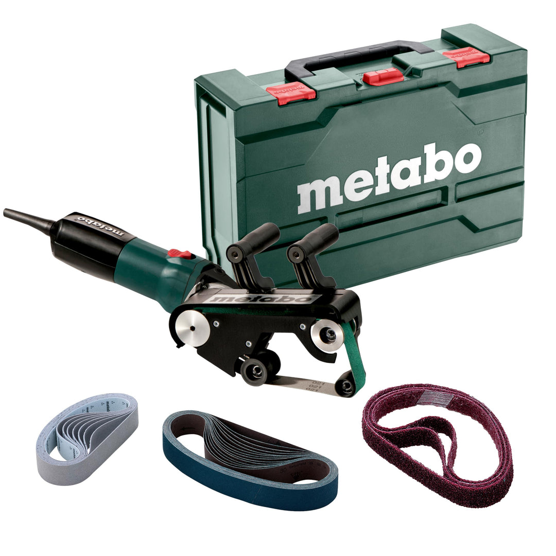 Metabo RBE 9-60 Set Rohrbandschleifer, 602183510, im Stahlblech-Tragkasten,Schwarz