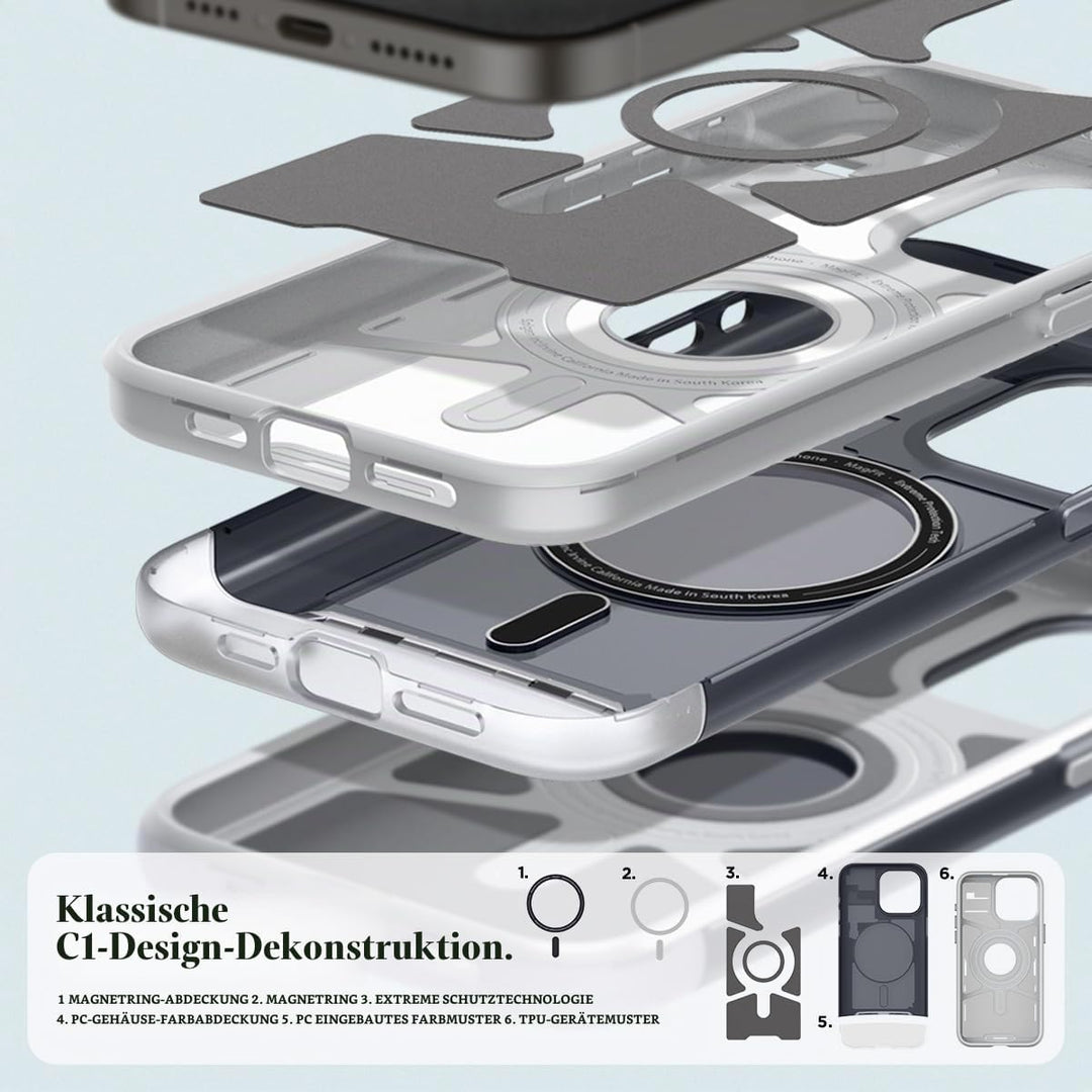 Spigen Classic C1 MagFit Hülle Kompatibel mit iPhone 15 Pro Kompatibel mit MagSafe -Graphite, Graphi