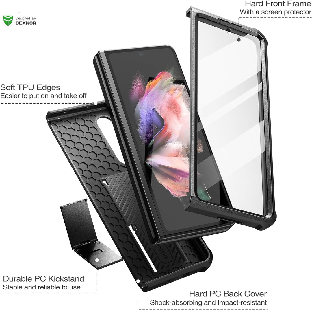 Dexnor für Samsung Galaxy Z Fold 4 5G Hülle, Full-Body Dual Layer Rugged Fall mit eingebautem Displa