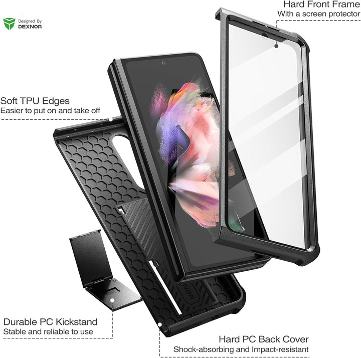 Dexnor für Samsung Galaxy Z Fold 4 5G Hülle, Full-Body Dual Layer Rugged Fall mit eingebautem Displa