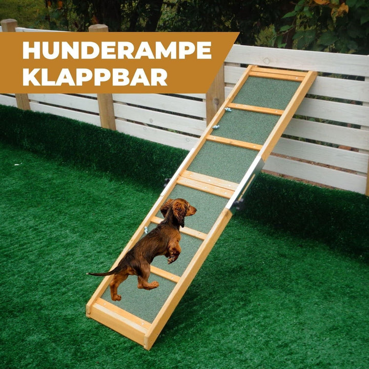Klappbare Hunderampe, gelenkschonende Kofferraumrampe aus Holz, Auto Einstiegshilfe für Hunde, Katze