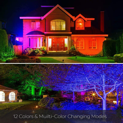 HEKEE Led Strahler Aussen, Farbwechsel, DIY-Blitzmodus, RGB Led Fluter 12 Farben, Timer, Fernbedienu